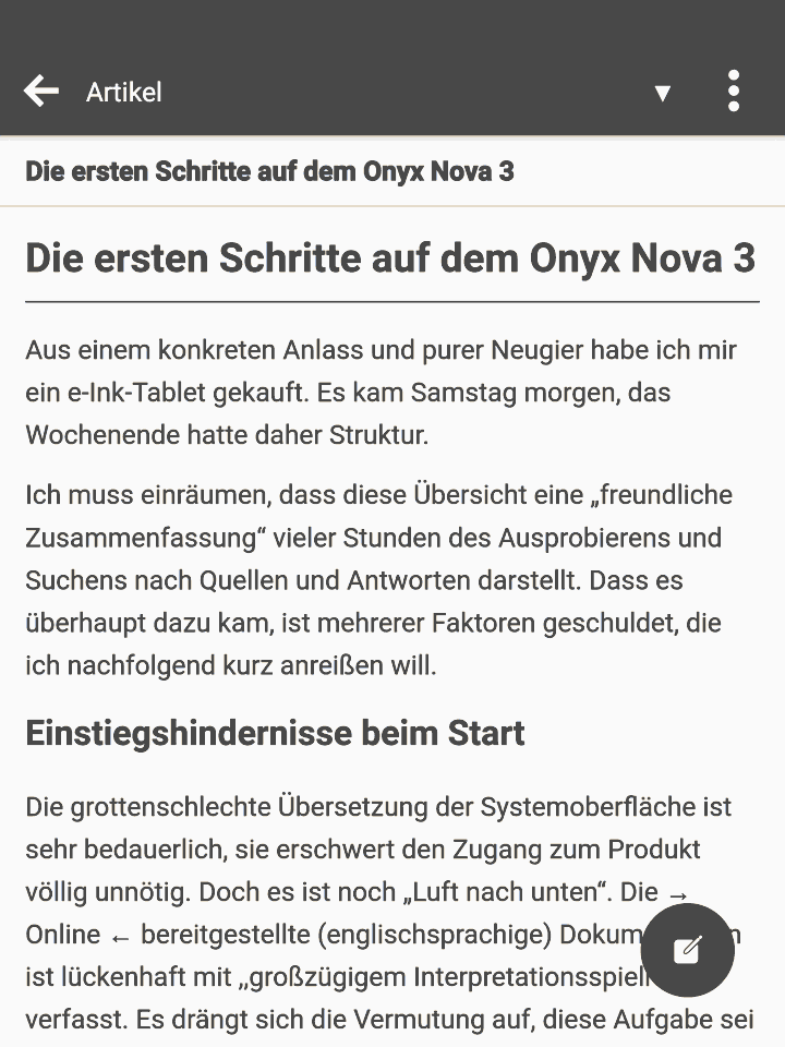 Screenshot des Artikels auf dem Nova3